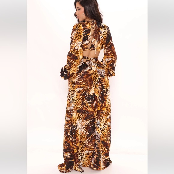 Pre loved Break Free Maxi Dress-Brown Combo - Picture 2 of 6